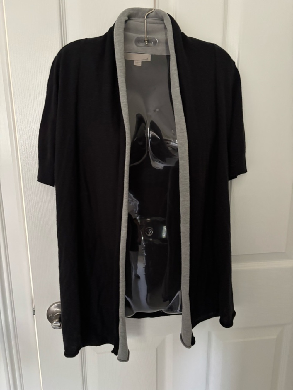 OneA Gray and Black Cardigan Sweater - Classic Open Front